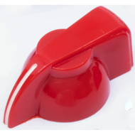 Knob - Chicken Head, set screw, brass inset, Red