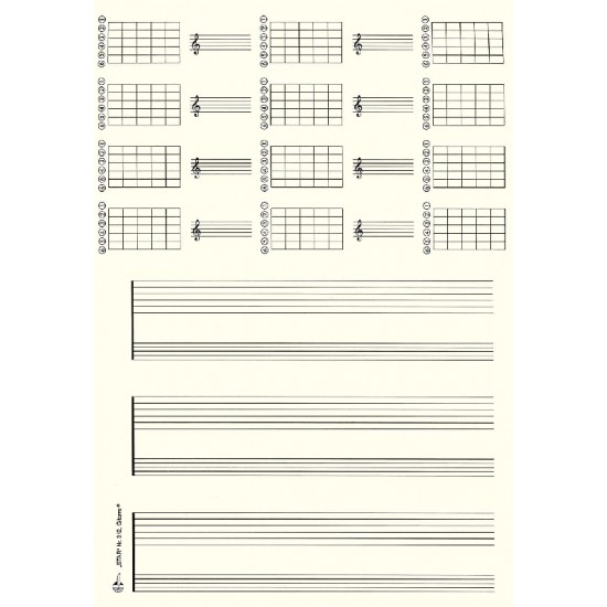 Nótnapappír , blokk A4, gítar