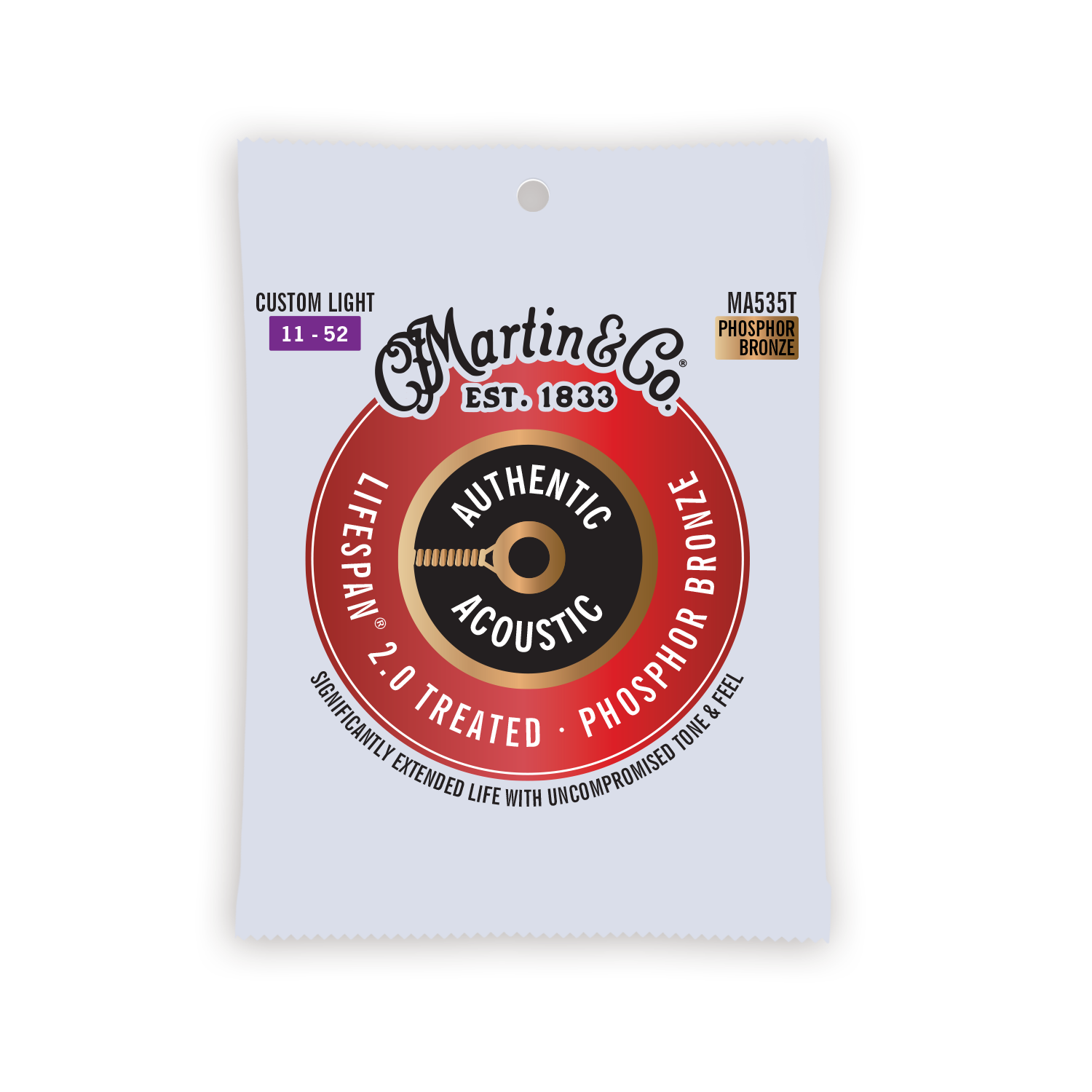Martin MA535T gítarstrengir, 11-52, Phosphor Bronze, Lifespan