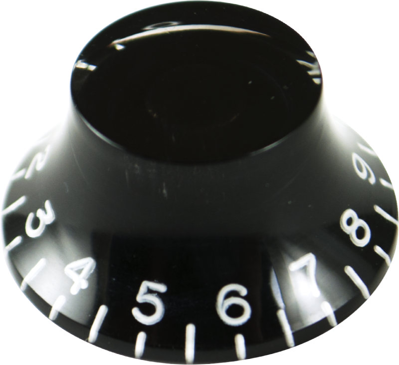 Knob - Top Hat, Embossed Numbers, Gibson Style, Black