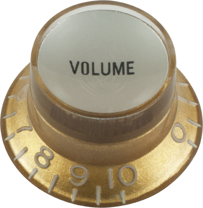 Knob - Top Hat, Gold with Silver Cap, Gibson Style - Volume