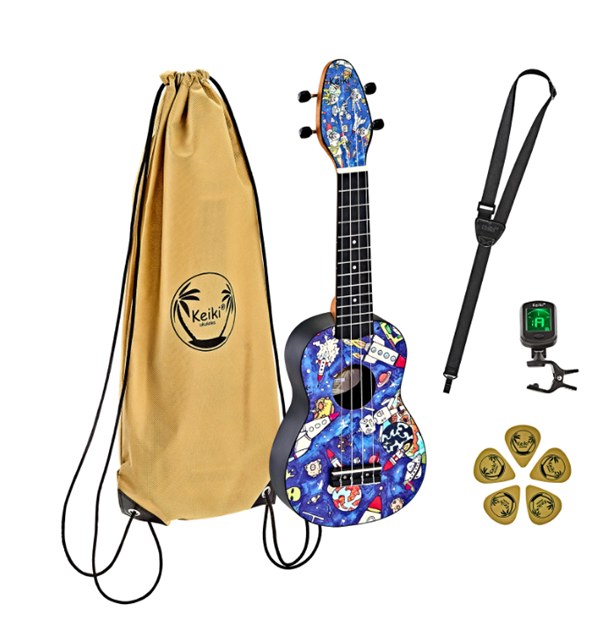 Keiki ukulele,  sópran, Spaceman,  m/poka ofl