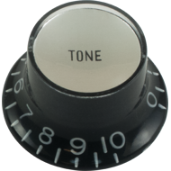 Knob - Top Hat, Black with Silver Cap, Gibson Style - Tone