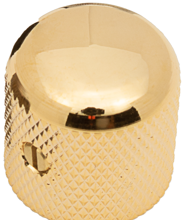 GOTOH Knob, Dome, set screw, knurled for grip, 1/4” Solid Shaft, Gold