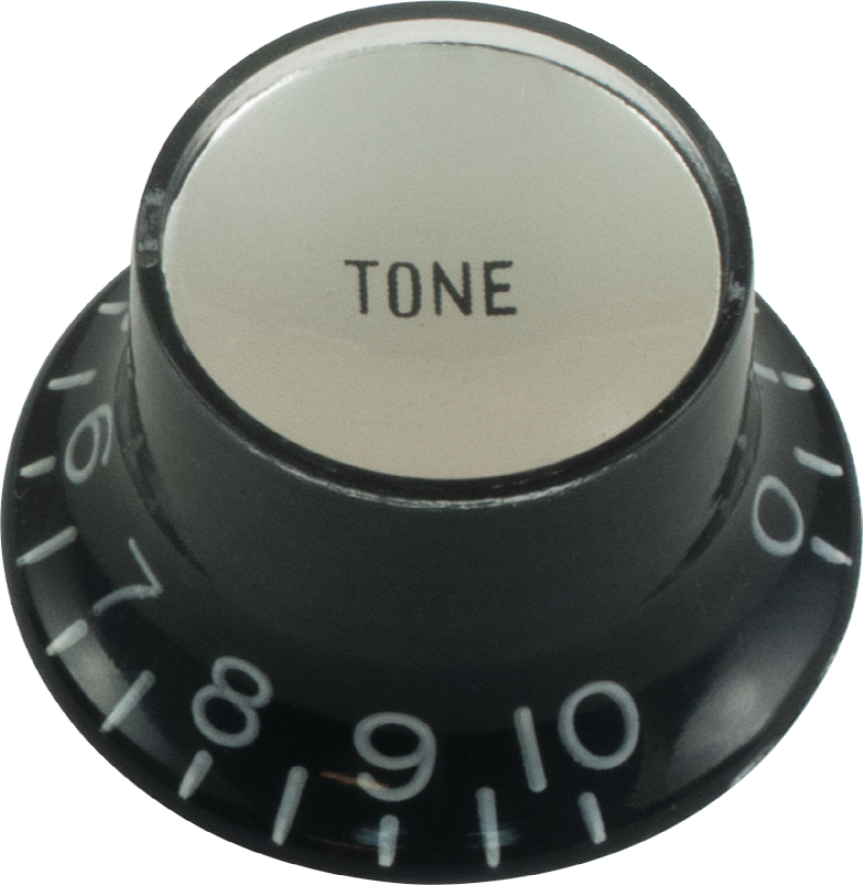 Knob - Top Hat, Black with Silver Cap, Gibson Style - Tone