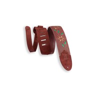 Levy’s Leather Flowering Vine Strap-Burgundy w/Yellow