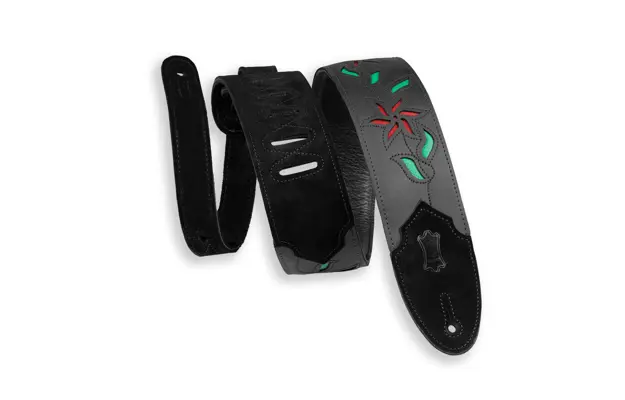 Levy’s Leather Flowering Vine Strap-Black w/Red