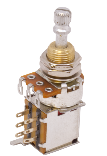 Potentiometer - 500kΩ, Audio, Knurled Shaft, Push-Push, DPDT