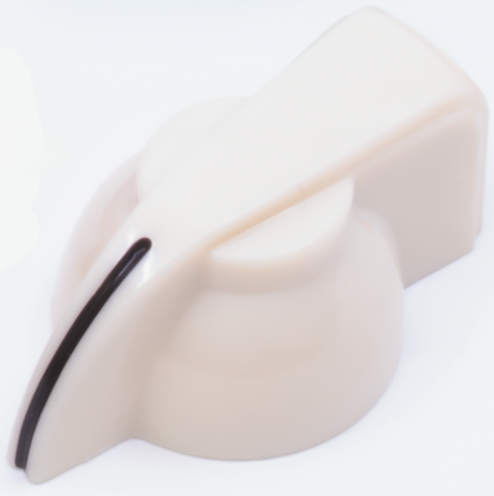 Knob - Chicken Head, set screw, brass inset, Cream