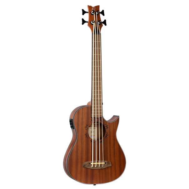 Ortega Ukulele bass, bandalaus, mahóní, með poka