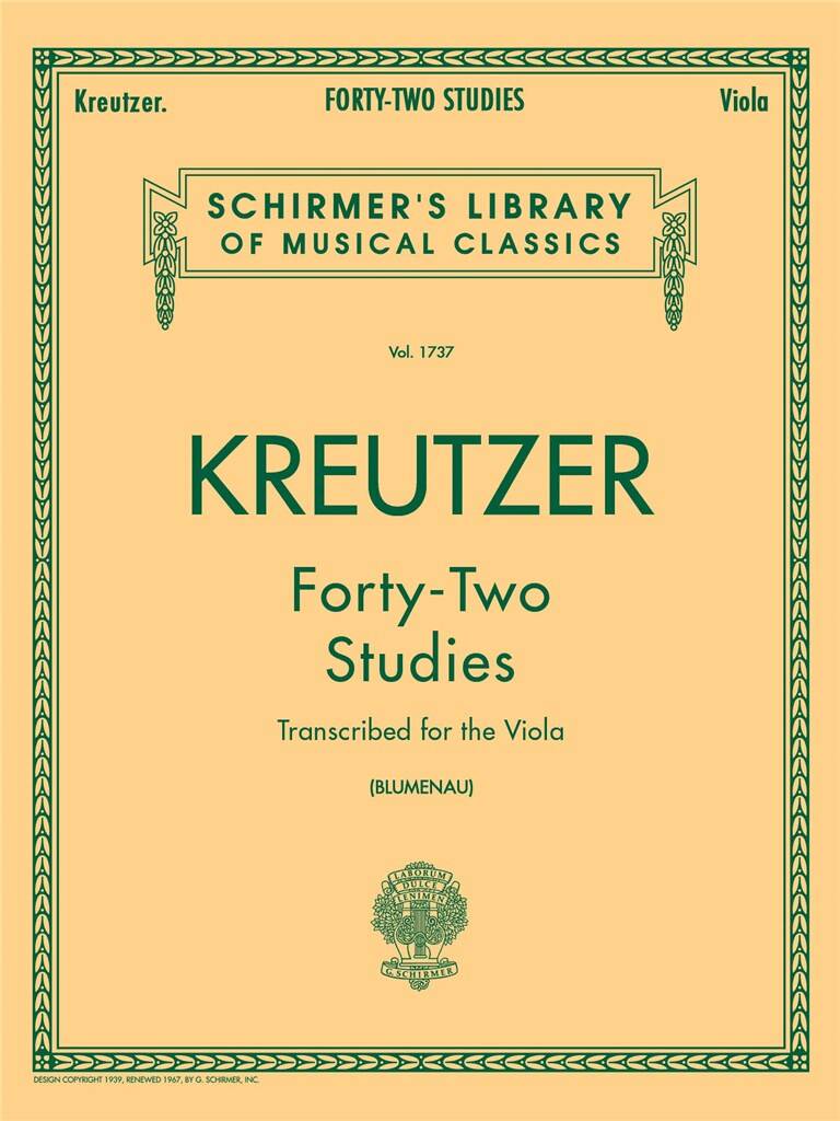 Kreutzer: 42 Studies Transcribed for the Viola