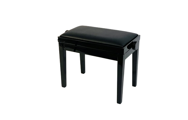 Hidrau BG-27 píanóbekkur, svartur háglans, svört leðurlíkis-seta