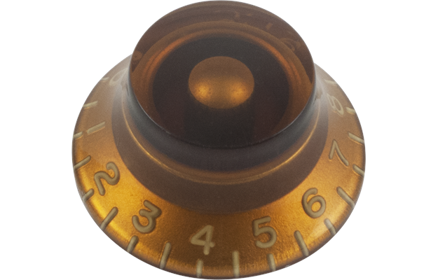 Knob - Top Hat, Embossed Numbers, Gibson Style, Amber