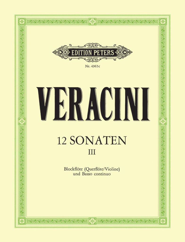 Veracini: 12 Sonatas Op.1 Vol.3, altblokkflauta og píanó