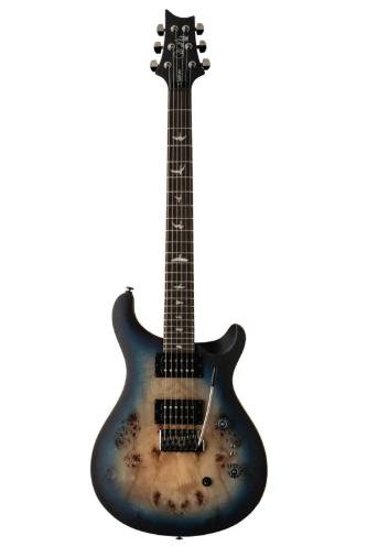 PRS SE Custom 24/08 - Poplar Burl Ltd, Lake Blue Midnight Burst. með poka