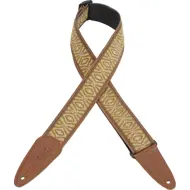 Levy's 2" jacquard gítaról með leðri, gul og brún
