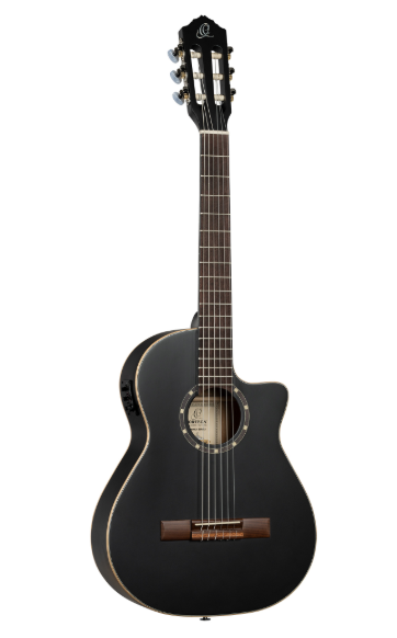 Ortega gítar  Nylon str. , Satin Black, með poka