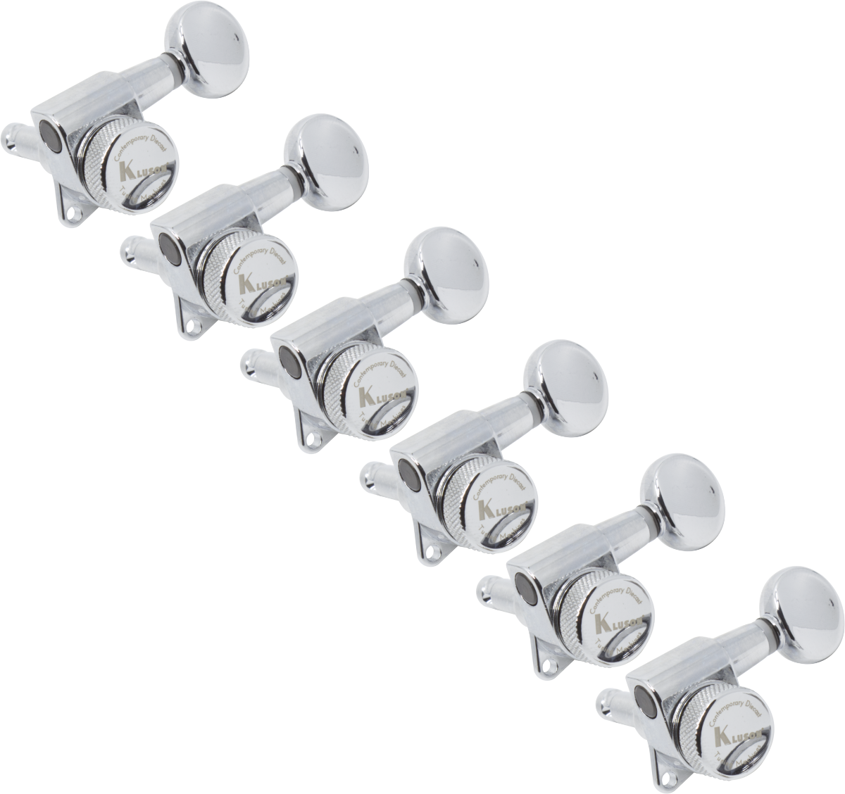KLUSON Tuners,6 in line, Oval Metal Knob, Chrome