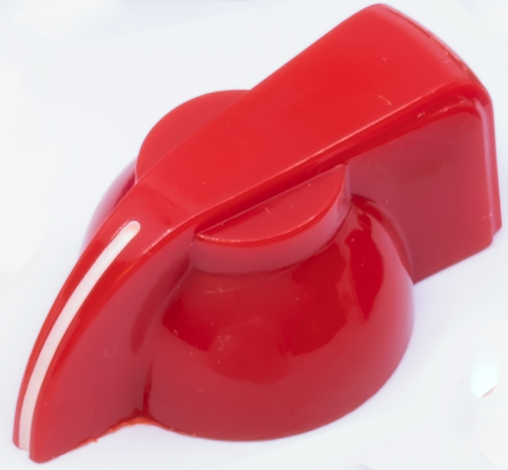 Knob - Chicken Head, set screw, brass inset, Red