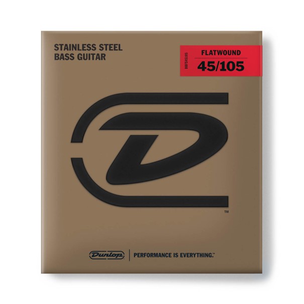 Dunlop STAINLESS STEEL FLATWOUND BASS STRINGS 45-105
