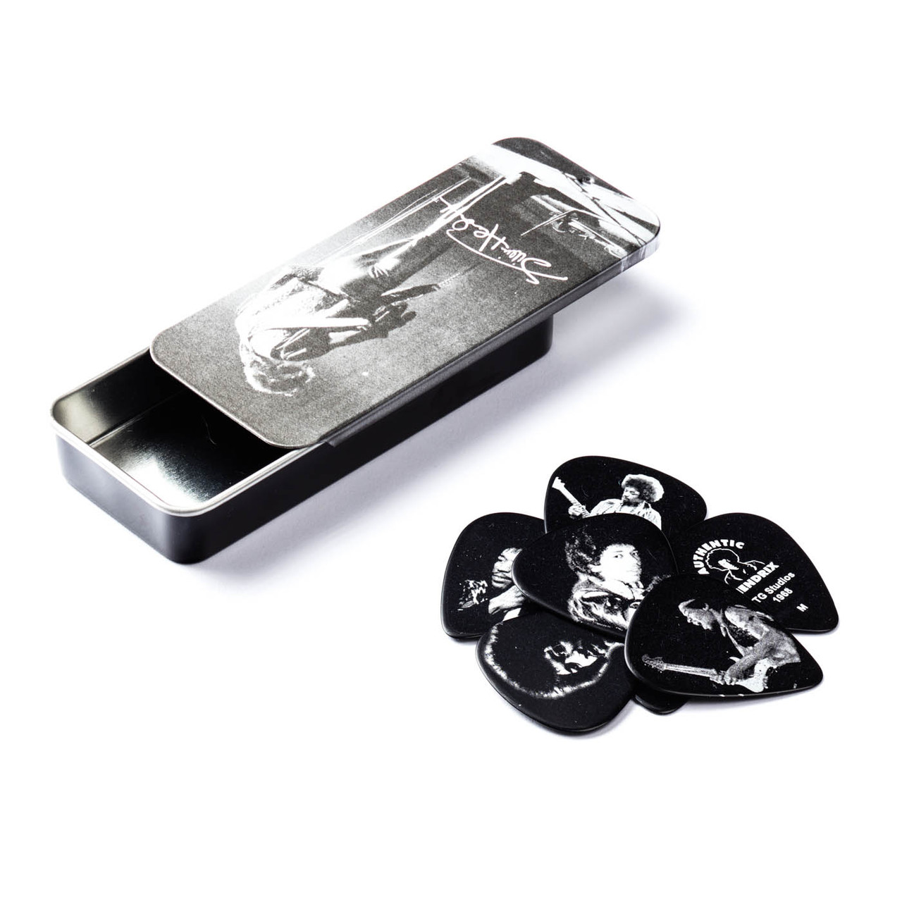 Dunlop Jimi Hendrix Silver Portrait Mediumpick Tin
