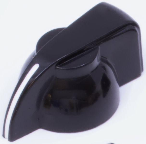 Knob - Chicken Head, set screw, brass inset, Black