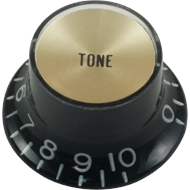 Knob - Top Hat, Black with Gold Cap, Gibson Style - Push On - Tone