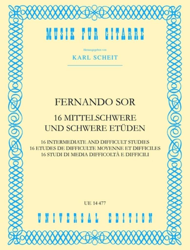 Fernando Sor: 16 Intermediate and Difficult  Studies, gítar