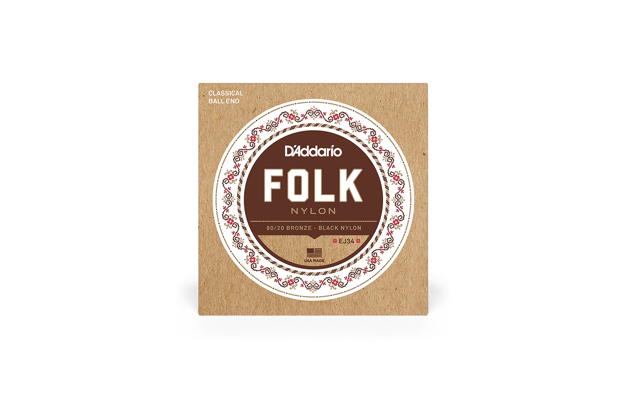 Daddario 80/20 Bronze/Black Nylon Classical Guitar Strings, Ball End