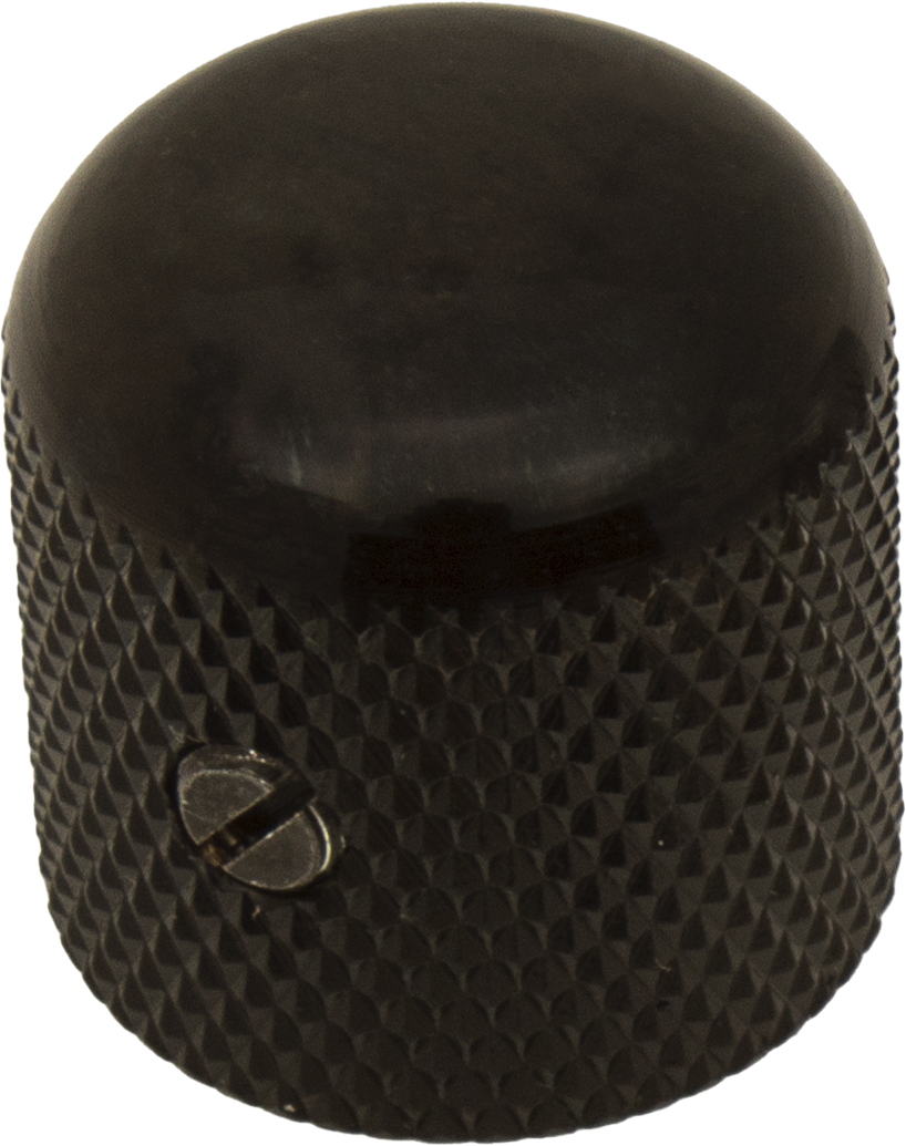 GOTOH Knob, Dome, set screw, knurled for grip, 1/4” Solid Shaft, Black