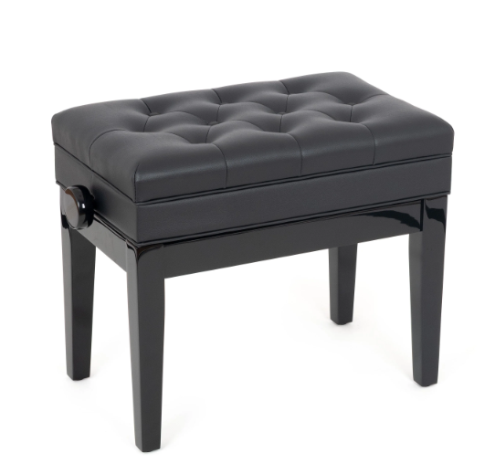 Musica Concert píanóbekkur, stillanlegur, svartur, með nótnageymslu