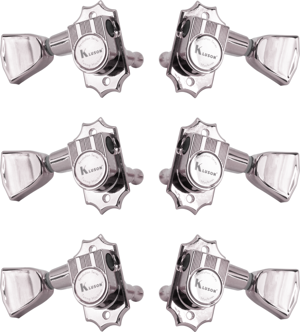 KLUSON Tuners, Revolution G Mount, keystone knob, 3 per side, Nickel