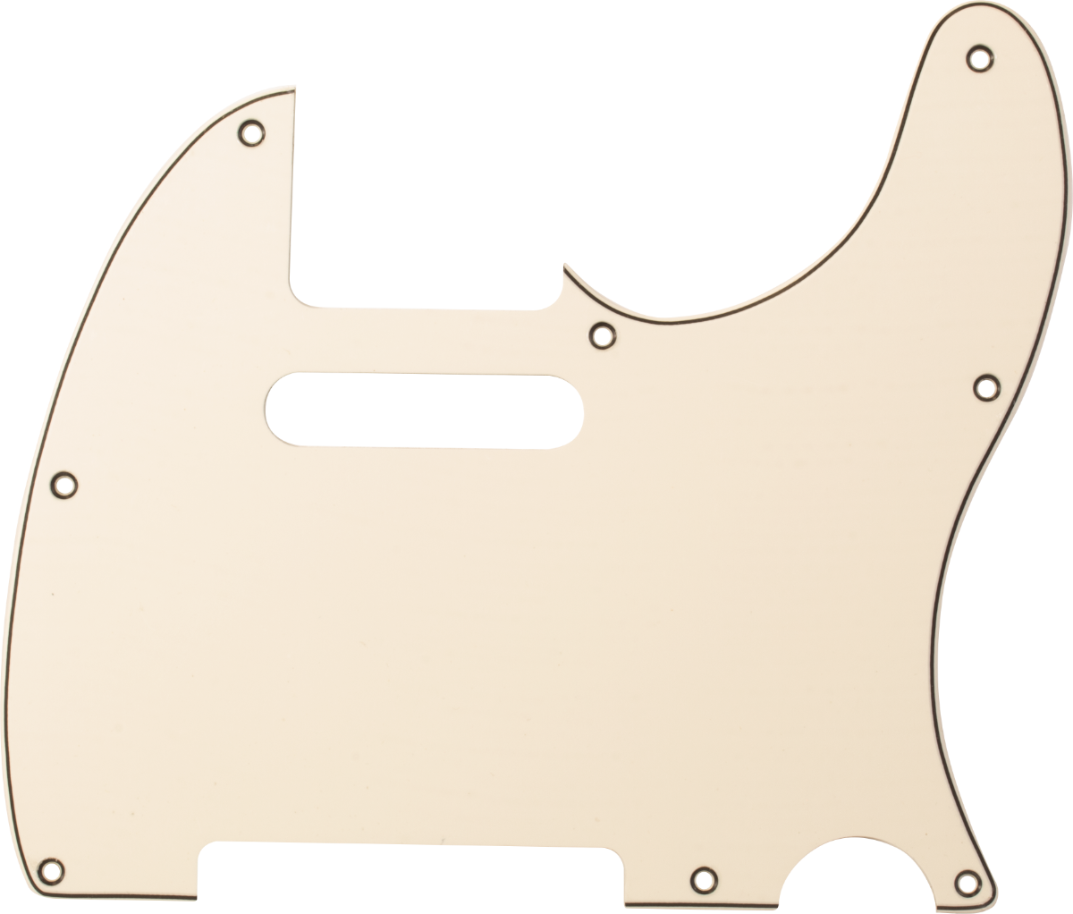 Pickguard - Tele® style, 3-Ply, 8 Hole, Parchment/Black/Parchment