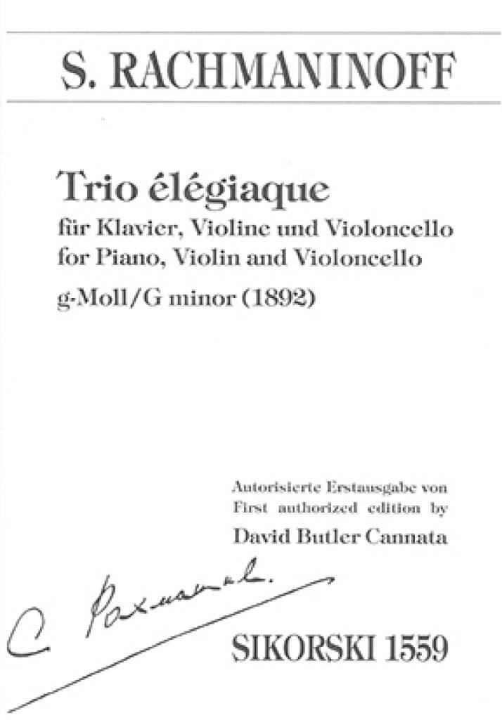 Rachmaninov: Trio Elegiaque In G Minor, fiðla-selló-píanó
