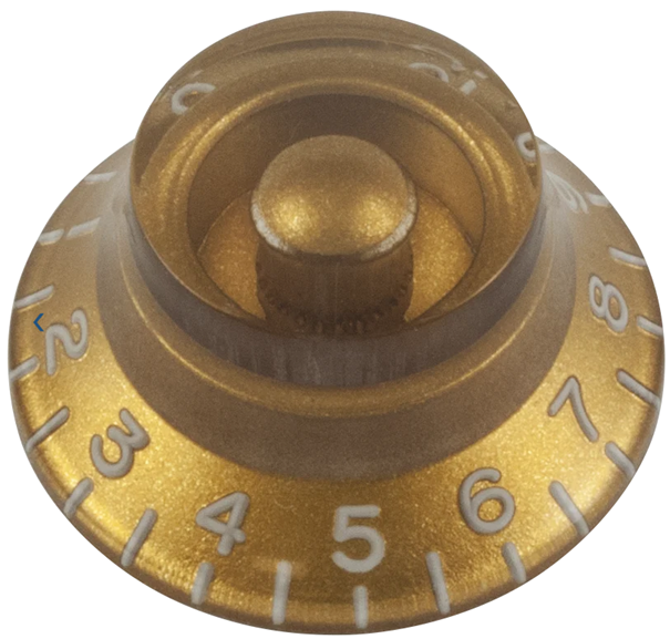 Knob - Top Hat, Embossed Numbers, Gibson Style, Gold