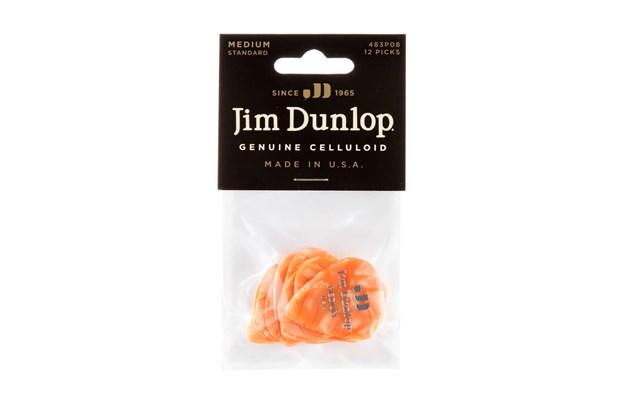 Dunlop Celluloid Orange Perloid gítarnögl, med, 12 stk