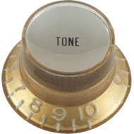 Knob - Top Hat, Gold with Silver Cap, Gibson Style - Tone