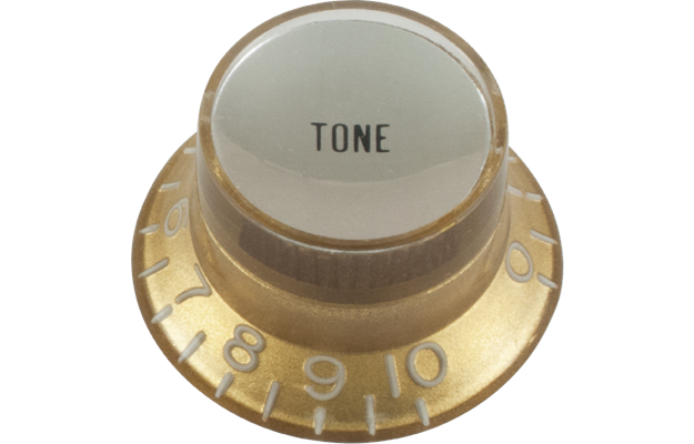 Knob - Top Hat, Gold with Silver Cap, Gibson Style - Tone