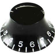 Knob - Top Hat, Embossed Numbers, Gibson Style, Black
