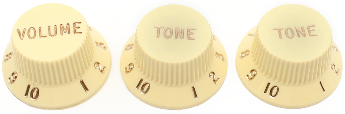 Knobs - Fender, Stratocaster, 1 Volume, 2 Tone, Aged White