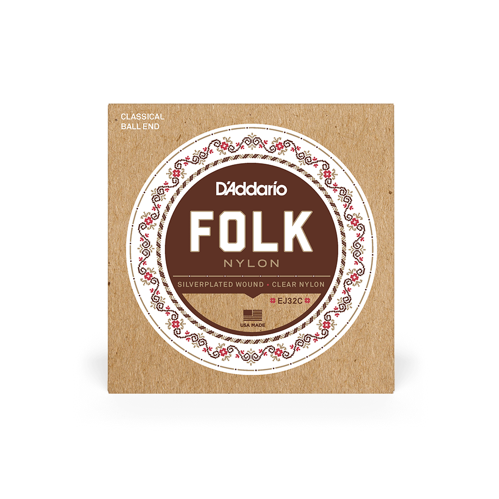 Daddario Silver-Wound/Clear Nylon Classical Guitar Strings, Ball End