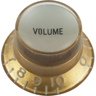 Knob - Top Hat, Gold with Silver Cap, Gibson Style - Volume