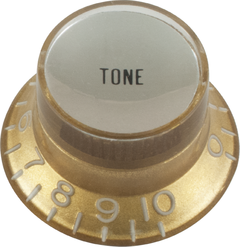 Knob - Top Hat, Gold with Silver Cap, Gibson Style - Tone