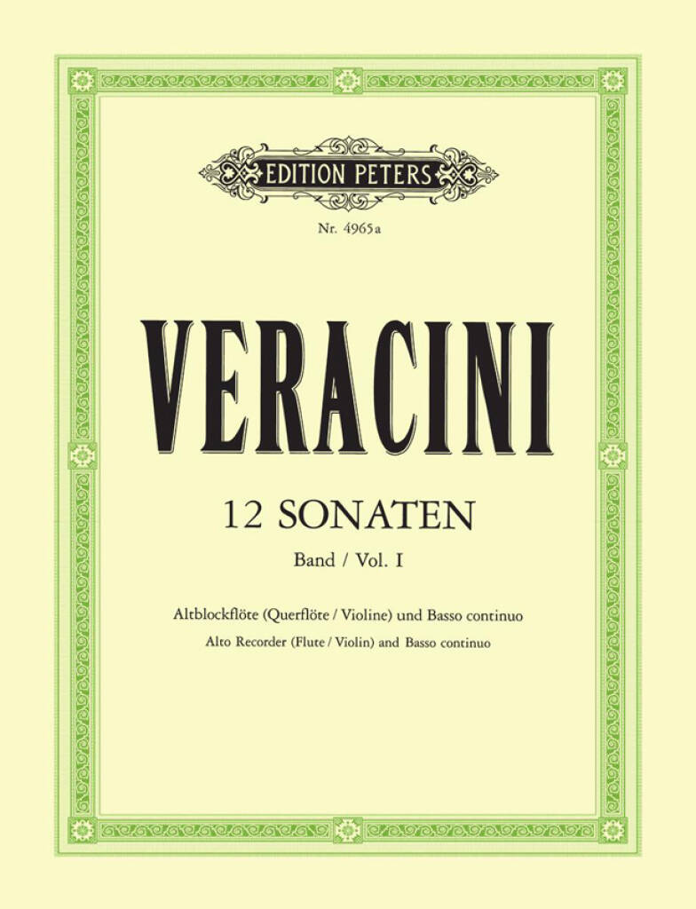 Veracini: 12 Sonatas Op.1 Vol.1, altblokkflauta og píanó