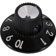 Knob - Witch Hat, Black 1-10, Skirted, Set Screw, Thick Numbers