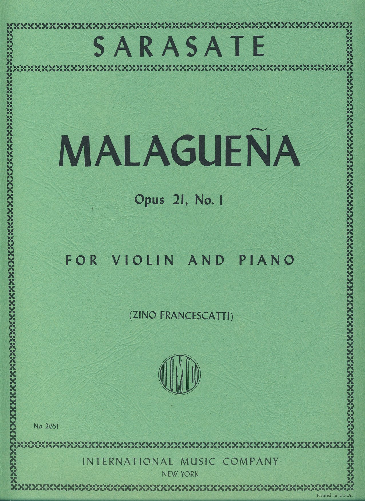 Sarasate: Malaguena Op. 21 No. 1 , fiðla og píanó