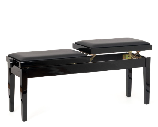 Musica tvíbreiður píanóbekkur, stillanlegur, svartur