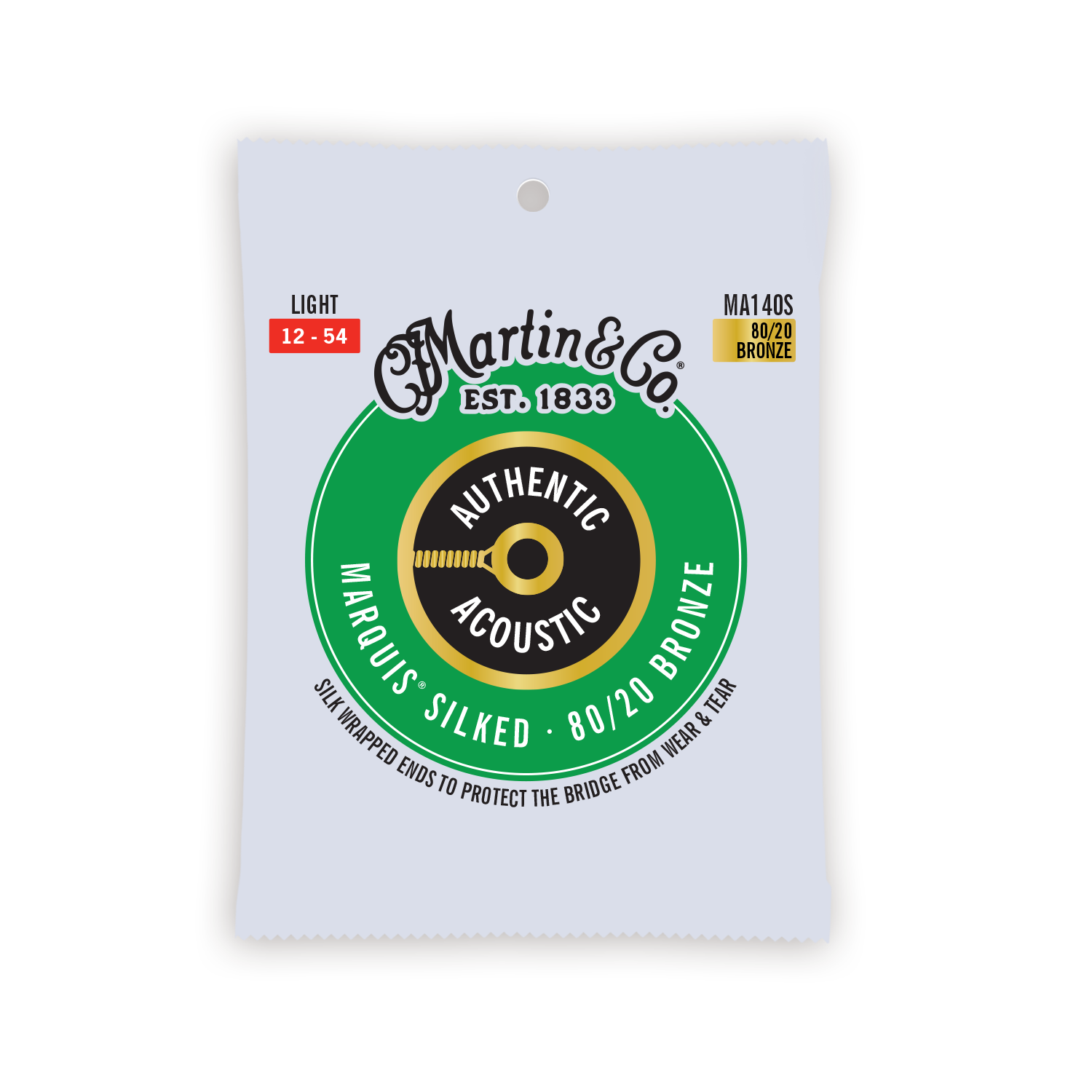 Martin MA140S gítarstrengir, 12-54, 80/20 Bronze Silked