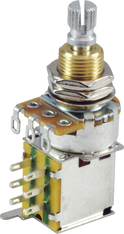 Potentiometer - 500kΩ, Linear, Knurled Shaft, DPDT, Push-Push