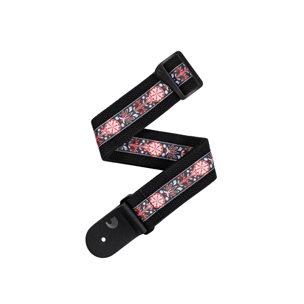 PW 50MM gítaról, bómull, svört með munstr